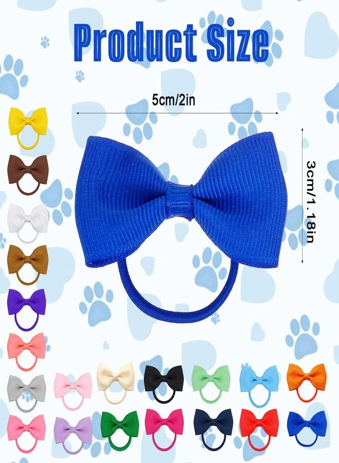 Zelphvt 40 Pcs Puppy Bows Small Size with Rubber Bands Dog Hair Bows Pet Puppy Hair Bow for Grooming Yorkie Doggies Puppys - Image 2